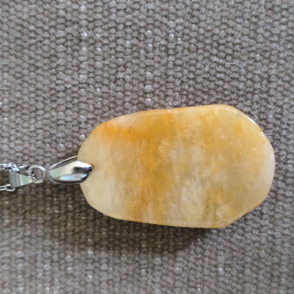 Golden Jade Sterling Silver Pendant Necklace. Hand Carved Tiger. Burma Artisan - Picture 7 of 8